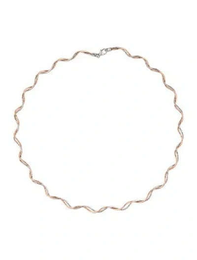 Pre-owned Necklace 14k Two-tone Spiral Chain , 16" In Multi