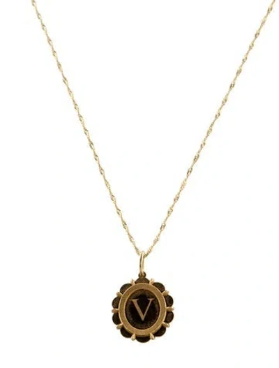 Pre-owned Necklace 14k "v" Initial Pendant , 18" In Multi