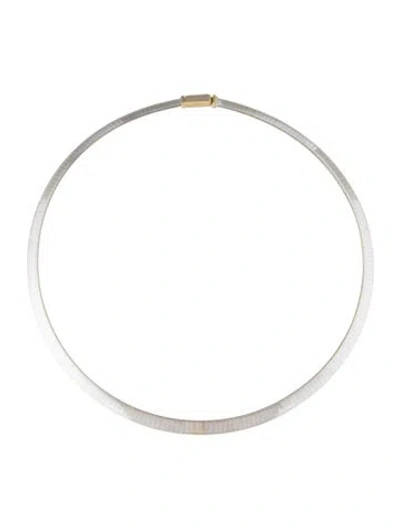 Pre-owned Necklace 14kt Reversible Omega Chain Collar , 16.5" In Multi