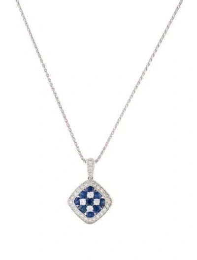 Pre-owned Necklace 1.87ctw Diamond & Sapphire Pendant , 16" In Multi