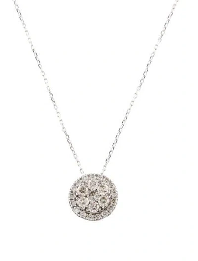 Pre-owned Necklace 18k 1.00ctw Diamond Cluster Pendant , 18" In Multi