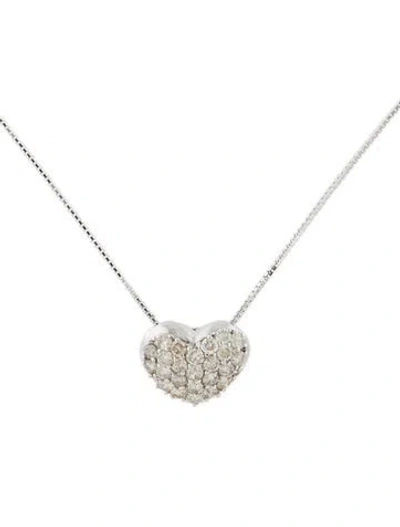 Pre-owned Necklace 18k 1.00ctw Diamond Heart Slide Pendant , 19" In Multi