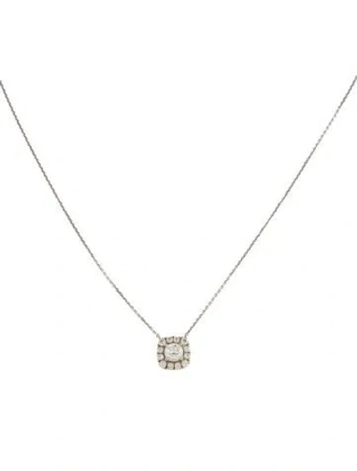 Pre-owned Necklace 18k 1.01ctw Diamond Halo Pendant W/ 14k , 18" In Multi