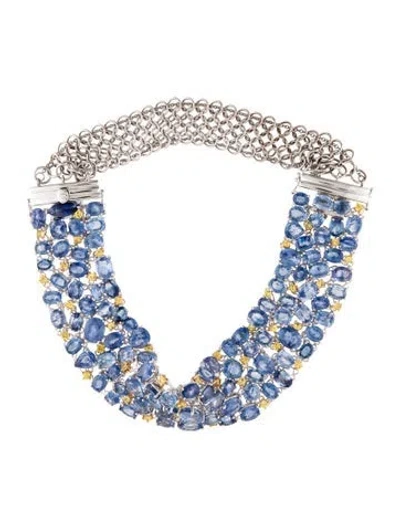 Pre-owned Necklace 18k 117.93ctw Sapphire Convertible Choker Bracelet, 7.75" In Multi