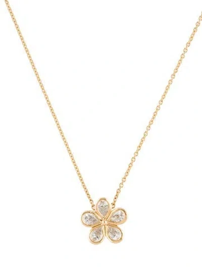 Pre-owned Necklace 18k 1.18ctw Diamond Flower Pendant , 18" In Multi