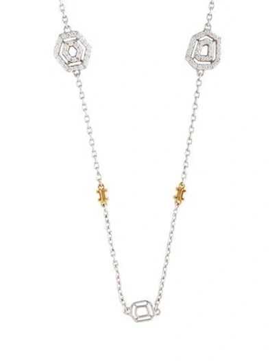 Pre-owned Necklace 18k 1.18ctw Diamond Station , 18.25" In Multi