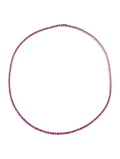 Pre-owned Necklace 18k 13.34ctw Ruby & Diamond Rivière , 18.25" In Multi