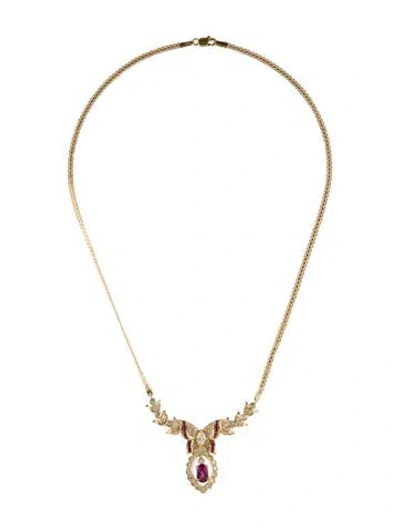 Pre-owned Necklace 18k 1.37ctw Ruby & Diamond Collar , 16" In Multi