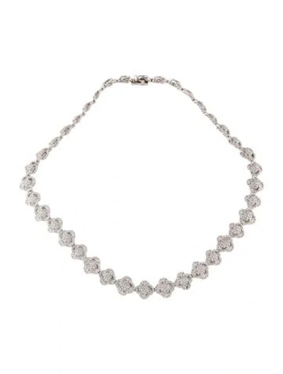 Pre-owned Necklace 18k 14.50ctw Diamond Flower Collar , 16.5" In Multi
