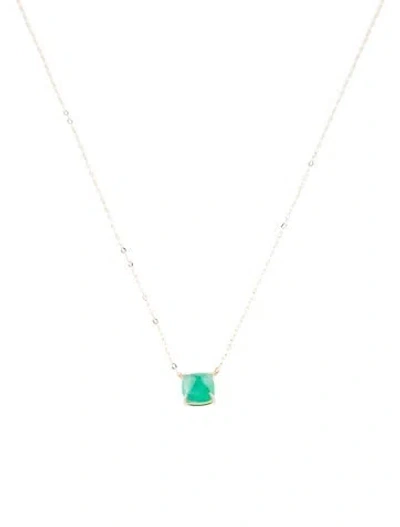 Pre-owned Necklace 18k 1.50ct Emerald Pendant , 17.5" In Multi
