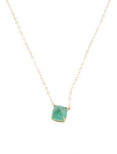 Pre-owned Necklace 18k 1.50ct Emerald Station , 17.75" In Multi
