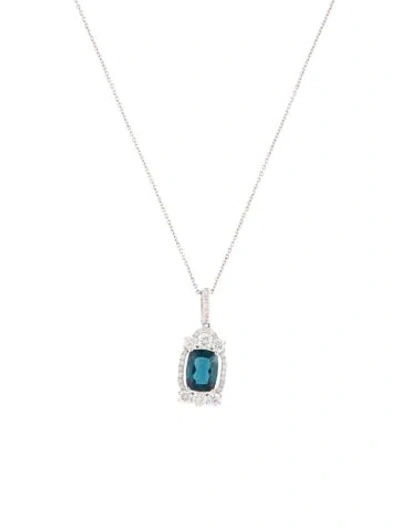 Pre-owned Necklace 18k 1.87ct Topaz & Diamond Pendant , 18" In Multi