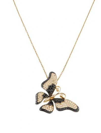 Pre-owned Necklace 18k 2.00ctw Diamond Butterfly Pendant W/ 14k Chain, 17" In Multi