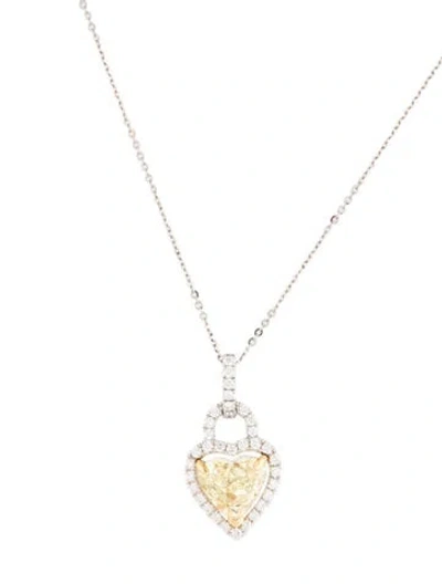 Pre-owned Necklace 18k 2.01ct Diamond Heart Pendant , 20" In Multi