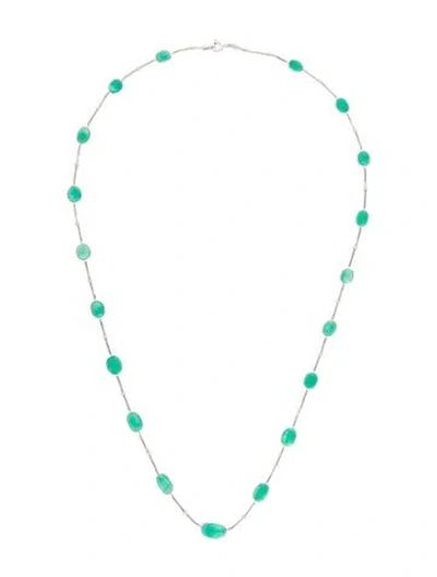 Pre-owned Necklace 18k 22.04ctw Emerald Station , 22" In Multi