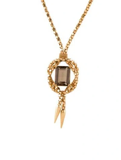 Pre-owned Necklace 18k 25.60ct Smoky Quartz Spiral Pendant , 18" In Multi