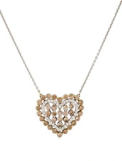 Pre-owned Necklace 18k 2.79ctw Diamond Heart Pendant , 16.25" In Multi