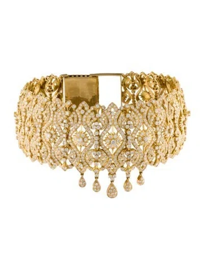 Pre-owned Necklace 18k 31.14ctw Diamond Ornate Filigree Choker , 12.5" In Multi