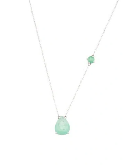 Pre-owned Necklace 18k 3.25ctw Emerald Pendant , 18.75" In Multi