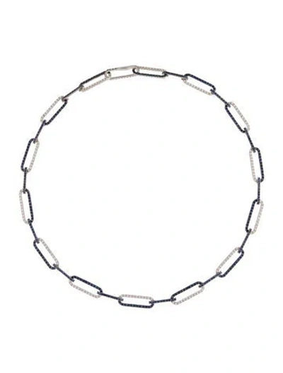 Pre-owned Necklace 18k 3.50ctw Sapphire & Diamond Chain , 16" In Multi