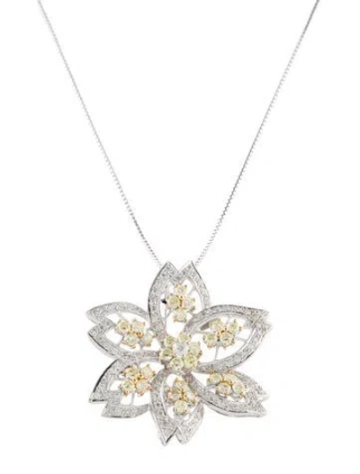 Pre-owned Necklace 18k 4.03ct Diamond Convertible Brooch Bolo Pendant  In Multi