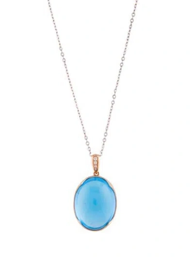 Pre-owned Necklace 18k 40.94ctw Topaz & Diamond Pendant , 15.5" In Multi