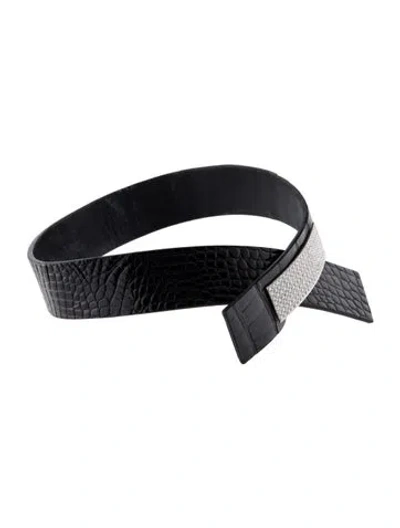 Pre-owned Necklace 18k 4.41ctw Diamond Leather Collar , 19" In Black