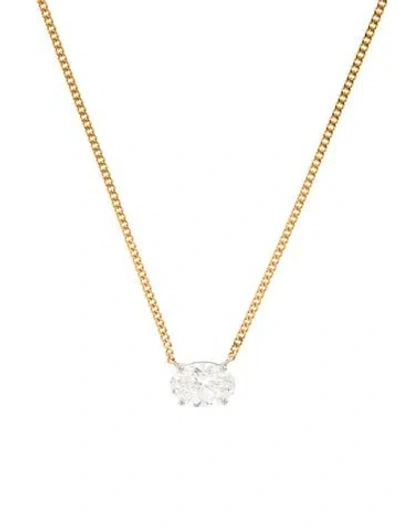 Pre-owned Necklace 18k 4.64ct Lab-grown Diamond Solitaire Station Pendant , 17.5" In Multi