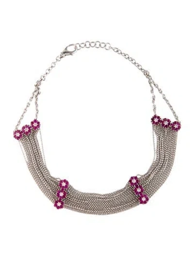 Pre-owned Necklace 18k 4.89ctw Ruby & Diamond Choker , 14" In Multi