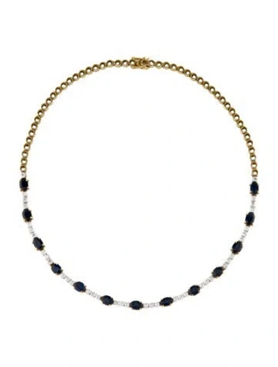 Pre-owned Necklace 18k 5.85ctw Sapphire & Diamond Choker , 13.75" In Multi