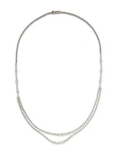Pre-owned Necklace 18k 5.92ctw Diamond Double Strand Collar , 17" In Multi