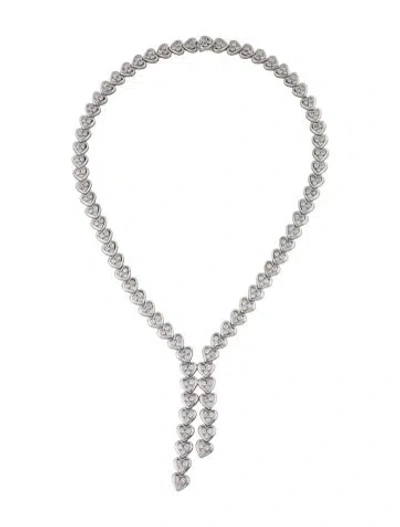 Pre-owned Necklace 18k 8.76ctw Diamond Heart Link , 15.5" In Multi