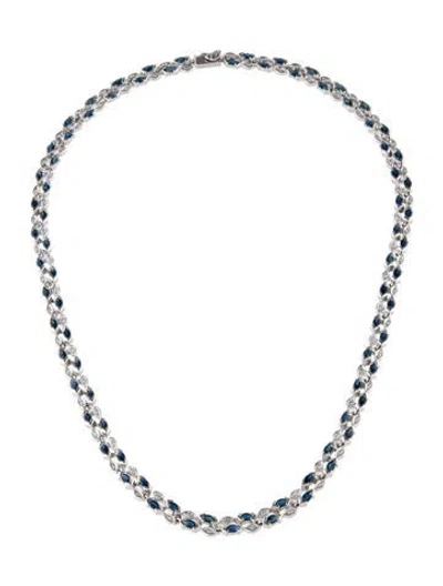 Pre-owned Necklace 18k 9.20ctw Sapphire & Diamond Collar , 17" In Multi