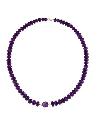 Pre-owned Necklace 18k Amethyst Beaded Collar , 18.25" In Multi