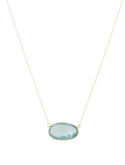 Pre-owned Necklace 18k Aquamarine Pendant , 18.5" In Multi