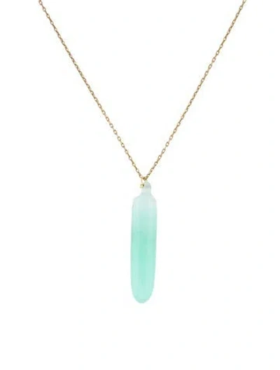 Pre-owned Necklace 18k Chrysoprase Bullet Pendant , 16" In Multi