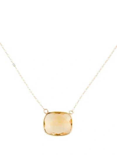 Pre-owned Necklace 18k Citrine Pendant , 18" In Multi
