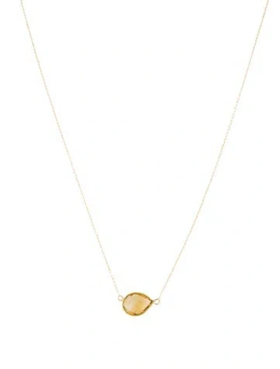 Pre-owned Necklace 18k Citrine Pendant , 18" In Multi