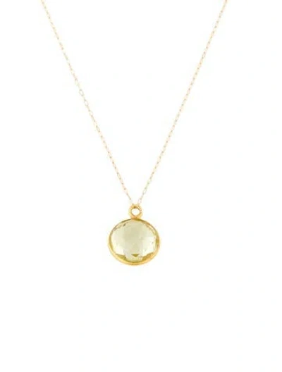 Pre-owned Necklace 18k Citrine Pendant , 18" In Multi
