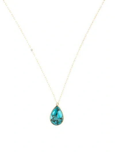 Pre-owned Necklace 18k Composite Turquoise Pendant , 16" In Multi