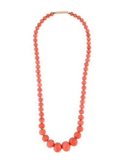 Pre-owned Necklace 18k Coral Gradient Bead Strand , 19.75" In Multi