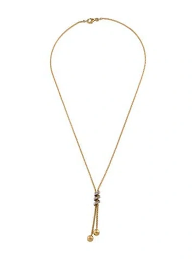 Pre-owned Necklace 18k Cubic Zirconia & Diamond Lavalier , 18.25" In Multi