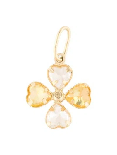 Pre-owned Necklace 18k Cubic Zirconia Clover Pendant In Multi