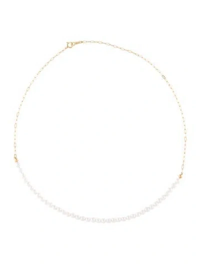 Pre-owned Necklace 18k Cultured Pearl Bead Strand, 16.25" In Multi