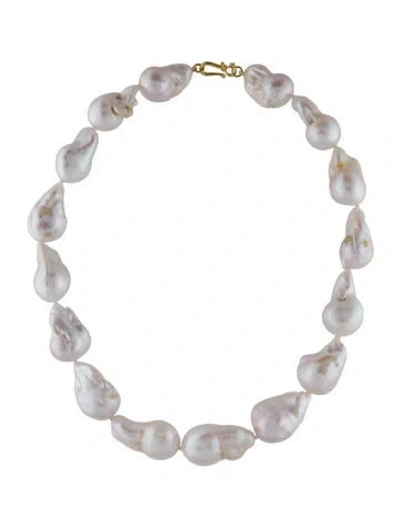 Pre-owned Necklace 18k Cultured Pearl Bead Strand , 17" In Multi