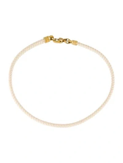 Pre-owned Necklace 18k Diamond & Leather Choker , 15.75" In Neutral