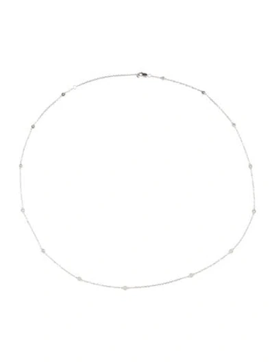 Pre-owned Necklace 18k Diamond & Sapphire-accented Station , 22.25" In Multi