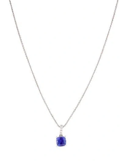 Pre-owned Necklace 18k Diamond & Tanzanite Pendant W/14k Chain, 20" In Multi