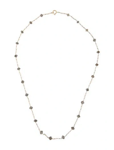 Pre-owned Necklace 18k Diamond Bead Station , 16.75" In Multi