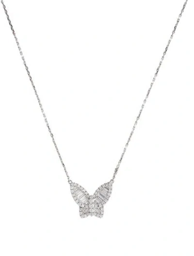 Pre-owned Necklace 18k Diamond Butterfly Pendant , 17" In Multi